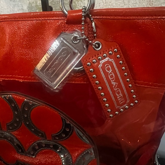 Coach 15021 PVC Metallic Transparent Clear Orange Tote  Rare Plastic Beach Bag - Picture 14 of 15